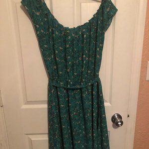 Lauren Conrad Green Floral Print Dress